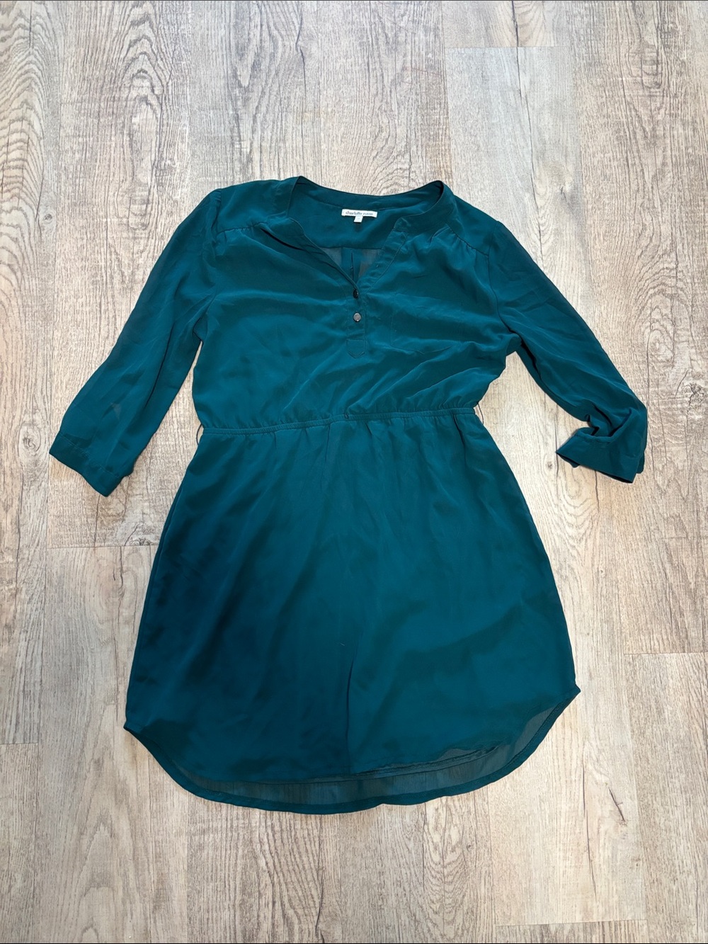 Charlotte Russe Teal Knee-Length V-Neck Waist-Defined Dress